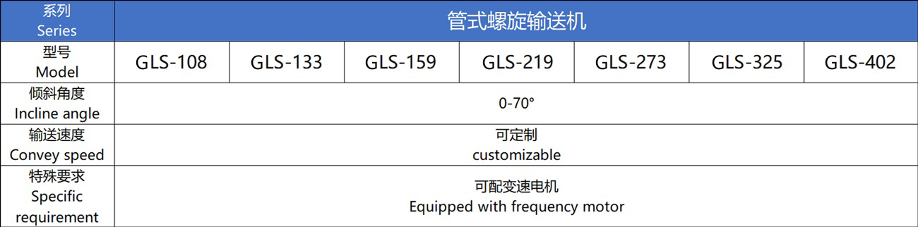 管式螺旋技术参数